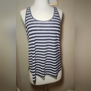 Lululemon‎ Black & Gray Stripe Waterbound Singlet Tank Size 6 Laser Cut